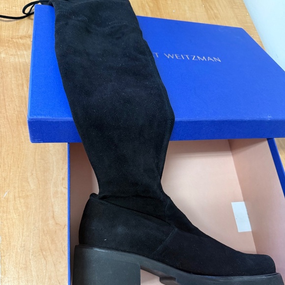 Stuart Weitzman Sz 9  Womens City OTK Boots Black Stretch Suede Leather $950! - Picture 5 of 7